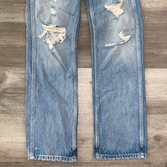 Re/Done 90s High Rise Loose Jeans 24 Blue Distressed 100% Cotton Button Fly Boho - Picture 10 of 13